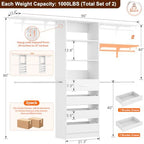Aheaplus Closet System, Wood Closet Organizer System with Drawers, White - Image 7