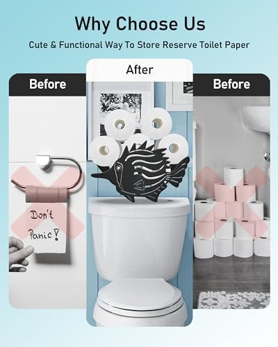 Ocean Fish Toilet Paper Holder Stand, Decorative Toilet Paper Storage - Image 4