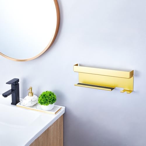 Blow Dryer Holder Wall Mounted Hair Straightener Holder, Blow Dryer and Curling Iron Holder for 7 in 1 Styler Attachments, Hair Dryer Holder, Bathroom Hair Tools Organizer (Gold) - Image 3
