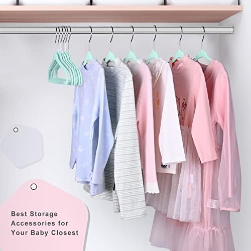 BAGAIL 50 Pack Kids Velvet Hangers 14 Inches Children's Clothes Hangers Non-Slip Baby Hangers for Infant/Toddler (Mint) - Image 6
