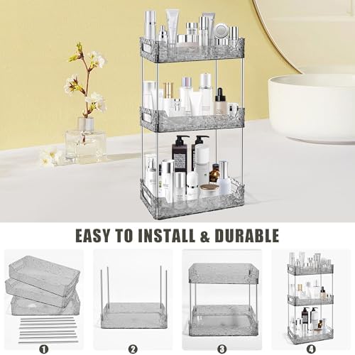 3-Tier Bathroom Counter Organizer Countertop Storage-Grey - Image 5