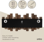Umbra Picket Coat Rack, Wall Mount 5 Flip-Down Coat Hooks, Walnut - Image 6