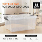 Superio Storage Bins with Lids, Clear Plastic Containers for Organizing, Stackable Totes, BPA Free, Odor Free, Organizer Boxes for Home, and Dorm (5 Pack, 36 Qt) - Image 3