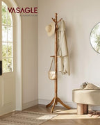 VASAGLE Freestanding Coat Rack, Rubber Wood Coat Tree with 10 Hooks - Image 2