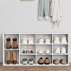 Aenuert 11-Cubby Shoe Rack, 3-Tier Wood Shoe Organizer, Multifunctional Shoe Organizer Bench for Entryway, Mudroom, Hallway, Closet,36.22 * 11.81 * 17.72 Inch,White by Aenuert