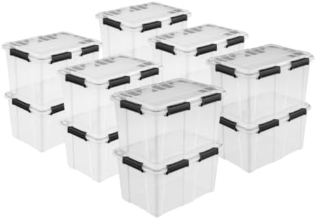 Sterilite Gasket Box, Clear Stackable Plastic Storage Bin, 54 Qt, 12-Pack by Sterilite