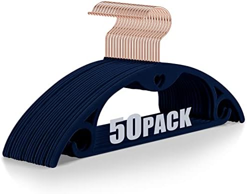Velvet Hangers Felt Clothes Hangers 50 Pack Blue by IEOKE