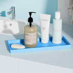Vanity and Bathroom Tray, 11.8" ABS Countertop Organizer,Waterproof Vanity Tray for Toilet Tank,Perfume,Soap,Keys,Bathroom Accessories,Kitchen and Bath Trays,Non Slip Small Trays,Blue,2 Pack - Image 3