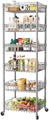SINGAYE 6 Tier Shelf Wire Shelving Adjustable Storage Shelves Basket Rack by SINGAYE