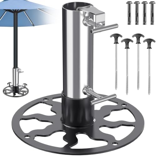 Dolibest Heavy Duty Outdoor Umbrella Base(up to 2'' Pole), Patio Umbrella Stand Anchor with Ground Spike/Expansion Anchors, Steel Umbrella Base for Patio Yard Grass/Concrete Use by Dolibest