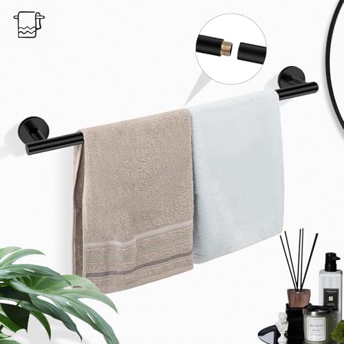 Matte Black Bathroom Hardware Set, Modern 24-Inch Towel Bar Set Wall Mounted, Towel Rack Set Black,Stainless Steel Bathroom Accessories Set Black,5-Pieces - Image 2
