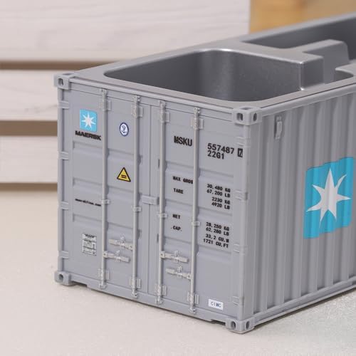 Desk Organizer Office Supplies Multi-function Shipping Container Storage Box Pen/Pencil,Business Name Cards Remote Control Holder Gray, Pen and Pencil Shipping Container Style Holders (Grey) - Image 4