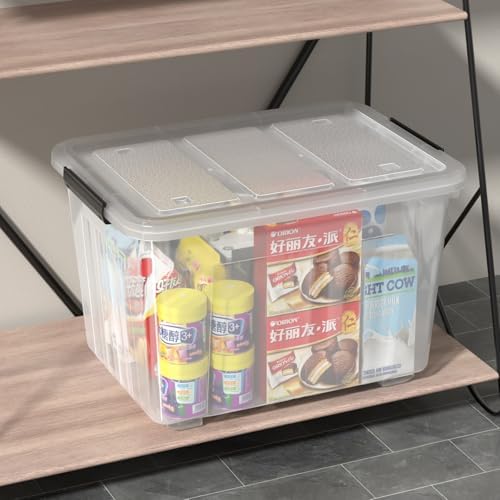 Farmoon 70 Quart Large Plastic Lidded Storage Container Bin, 4 Packs, Clear - Image 4