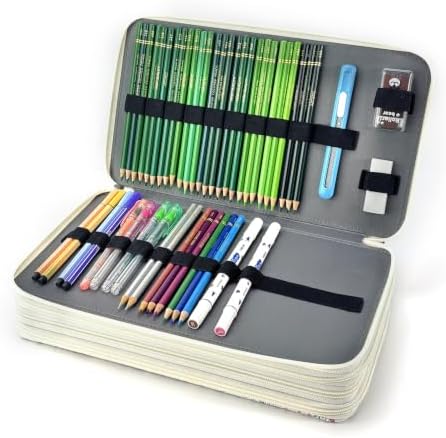 YOUNGCOL 300-Capacity Colored Pencil Case Pen Organizer (White Floral) - Image 6