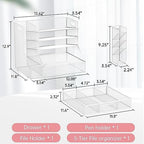 Desk Organizer with 5 Tier File Holder and Sliding Drawer Pen Holder White - Image 7