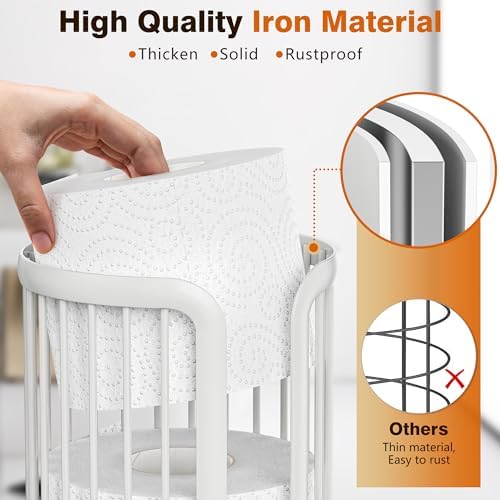 Bunoxea Toilet Paper Holder Stand, Freestanding Toilet Tissue Organizer, Minimalistic Storage Solution, Reserve Mega Rolls,Modern -2PACK White - Image 5