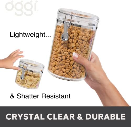 Oggi 4pc Clear Canister Set with Clamp Lids Airtight Containers in Sizes Ideal for Kitchen & Pantry Storage of Bulk, Dry Foods Including Flour, Sugar, Coffee, Rice, Tea, Spices & Herbs (Pack of 3) - Image 4