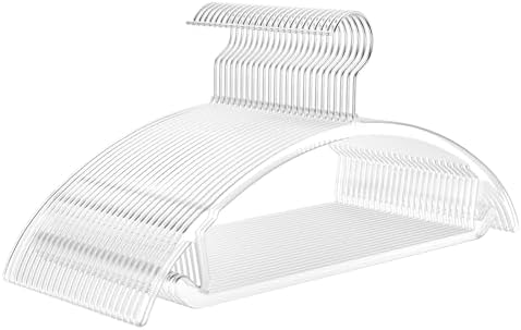 MIZGI Clear Hangers 50 Pack, Patented Rounded Shoulder Acrylic Hangers by MIZGI