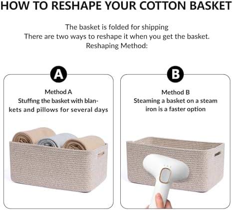 MiniArk Large Storage Baskets for Organizing, 17 x 13 x 7.5” Closet Shelf Baskets for Clothes Blanket Towels, Baby Nursery, Toy Bins Box, Woven Rope Baskets, 4 Packs Mixed Brown - Image 7