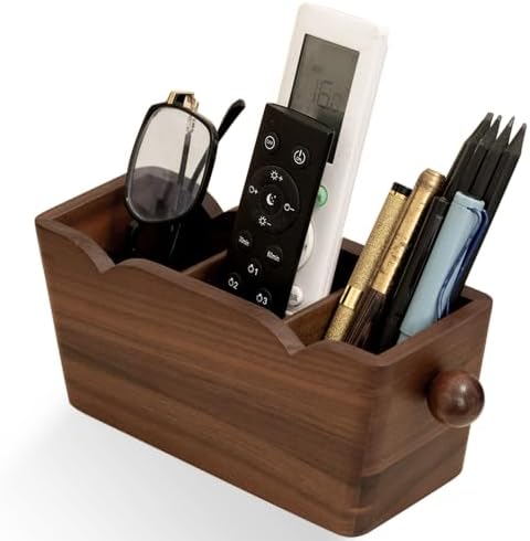 Solid Wood Remote Control Holder, Table Desk Organizer Caddy by WOOTIDE