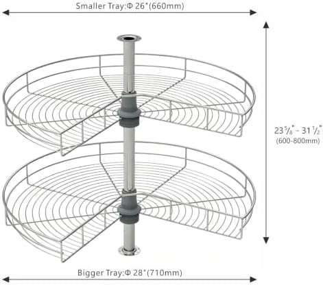 28" Lazy Susan Turntable for Kitchen Blind Corner Cabinet Organizer Kidney Shape Lazy Susan Organizers for Kitchen Rotating Tray Corner Cabinet (D=28 Inches) - Image 3