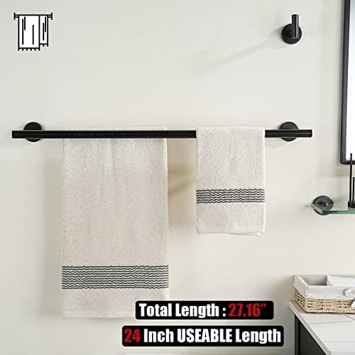 JQK Double Towel Bar, Oil Rubbed Bronze 27 Inch 304 Stainless Steel Thicken 0.8mm Bath Towel Rack for Bathroom, Towel Holder Wall Mount ORB, Useable Length 24 Inch, TB100L24-ORB - Image 3