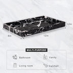 Marble Bathroom Tray for Countertop & Home Decor, Natural Decorative Marble Tray for Jewelry & Perfume Organizer, Luxury Stone Vanity Trays for Dresser, Kitchen Counter, 12" x 8", Black - Image 3