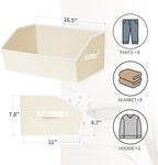 Homsorout Cube Storage Organizer - Large Bins with Handle, Trapezoid Organizing Baskets for Shelves, Decorative Storage Baskets for Clothes, Blankets, Books, 4 Pack, Beige - Image 2