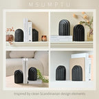 Decorative Bookends for Shelves, Set of 2 Book Ends for Heavy Books, Layered Arch Design Black Bookend - Image 6