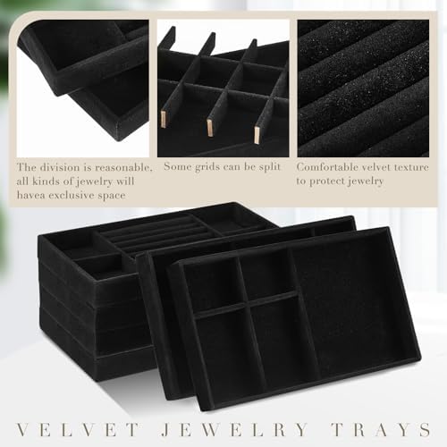 Junkin 18 Pcs Stackable Jewelry Drawer Organizer Inserts Black - Image 3