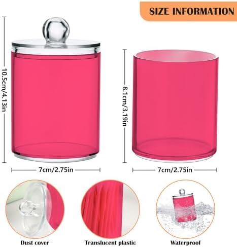 4 Pack Qtip Holder Dispenser with Lids,Magenta Storage Containers,Bathroom Canisters Organizer for Cotton Ball,Cotton Swab,Cotton Round Pads,Floss 21214716 - Image 2