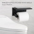 5 Pieces Black Towel Bar Set Bathroom Hardware Accessories Set Upgraded Toilet Paper Holder with Shelf Towel Holder Set for Bathroom Stainless Steel Wall Mounted - Image 2