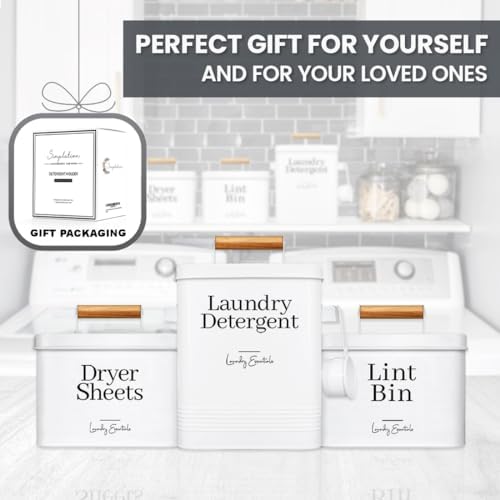 Modern Farmhouse Laundry Detergent Container for Laundry Decor (White) - Image 6