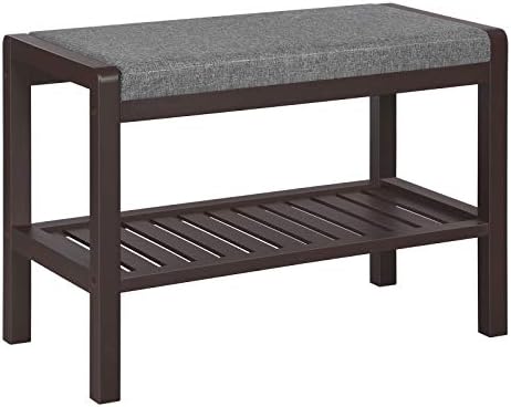 SONGMICS Shoe Rack Bench, Padded Seat, Storage Shelf, Holds Up to 350 lb by SONGMICSbySONGMICSHOME