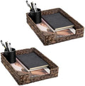 Set of 2 Water Hyacinth Letter Tray for A4 File Desk Mail Letter-Size Paper, Basket Woven Organizer, Magazine Files Storage, Office Document Organizer and Storage, Coffee by PINXIURY