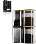 LIBWYS 4-Pack Anti-UV Square Glass Storage Jars with Bamboo Lids (1.22Qt) by LIBWYS