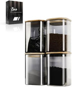 LIBWYS 4-Pack Anti-UV Square Glass Storage Jars with Bamboo Lids (1.22Qt) by LIBWYS