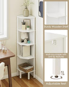 Corner Shelf, 5 Tier Corner Bookshelf, Display Corner Shelf Stand with Storage Rack, Wall Corner Bookshelf for Living Room, Bedroom, Office, White - Image 5