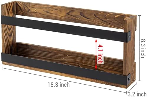 MyGift Magazine Rack, Burnt Wood & Black Metal, Wall-Mounted Display - Image 5