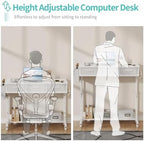 White Portable Rolling Computer Desk - 40 Inch Adjustable Mobile Standing Teacher Desks with 3 Fabric Drawers on Wheels, Couch Sofa Side Laptop Stand Up Table with Storage for Home Office, White - Image 7