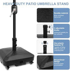 Patio Umbrella Base Heavy Duty with Wheels Square Market Stand for Outdoor 4 Locks 2 Knobs 125lb Capacity, Black - Image 5