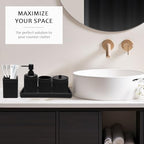 XLHOMO Matte Black Bathroom Sets with Shower Curtain and Rugs, 8-Piece Resin Bathroom Accessories Sets Complete, Soap Dispenser, Toothbrush Holder, Tumbler, Tray & Apothecary Jars Bathroom Essentials - Image 5