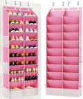 Criusia Over the Door Shoe Organizer, 20-30 Pairs Heavy-Duty Hanging Shoe Storage with Large Pockets, 10-Tier Door Shoe Rack with 4 Hooks for Sneakers Sandals Heels Boots (Pink) by Criusia