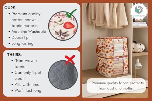 Chaos Cleared Canvas Storage Bags Designer Organizer 2 Pack – Seasonal Storage for Sweaters, Blankets, Linens & Garments – Foldable Design with Zip & Window (Autumn Print) - Image 4