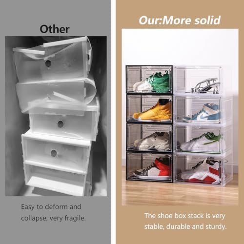 Attelite Large Shoe Boxes 6 Pack Drop Side Shoe Storage Containers Black - Image 4