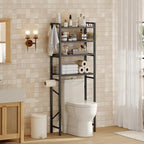 YATINEY Over The Toilet Storage Rack, 4-Tier Freestanding Bathroom Organizer Above Toilet, Toilet Shelf with Detachable Upper Shelves, X-Shaped Back Support, Rustic Brown and Black TR05BR - Image 2