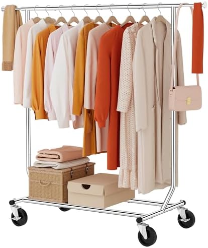 Tajsoon Clothing Rack Collapsible, Garment Clothes Rack Heavy Duty, Chrome by Tajsoon