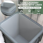 Laundry Hamper with Lid,150L Rolling Laundry Basket with Wheels,Grey - Image 3