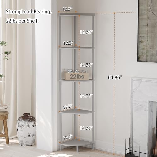 SUNMORY 5 Tier Corner Shelf, 65" Tall Corner Shelves for Living Room Decor - Image 2