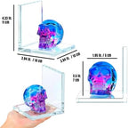 Glass Skull Book Ends for Shelves with Blue and Purple Crystal Skulls - Image 6